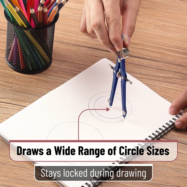 Alt view image 5 of 7 - Professional Compass for Geometry, Extra Lead | Metal Compass Drawing Tool for Students, Drafting and Engineering, Technical Drawings, Circles and Geometry Projects