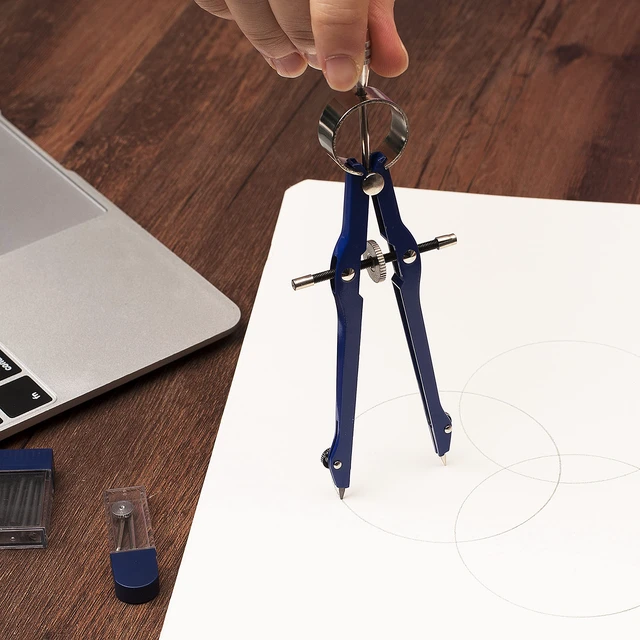 Alt view image 6 of 7 - Professional Compass for Geometry, Extra Lead | Metal Compass Drawing Tool for Students, Drafting and Engineering, Technical Drawings, Circles and Geometry Projects