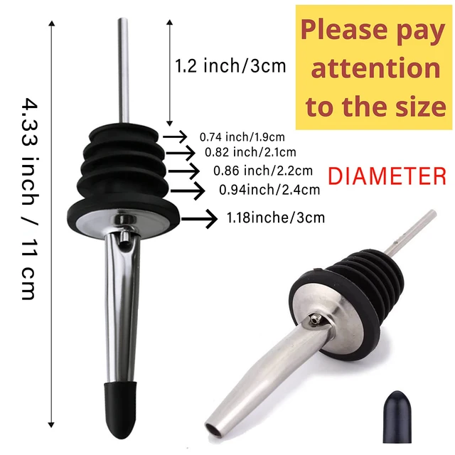 Alt view image 3 of 7 - Olive Oil Spout Pourer, 2PCS Stainless Steel Liquor Bottle Pourers | With Dust Caps,Oil Bottle Spout, Wine Pourers,Fit for Olive Oil Bottle,Liquor Bottle