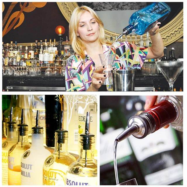 Alt view image 6 of 7 - 2PCS Stainless Steel Pourers, Speed Liquor Bottle Pourer, Olive Oil and Vinegar Tapered Stopper Spout, Suitable for About 3/4" Bottle Mouth, Olive Oil Spout with Sealed Dust Caps