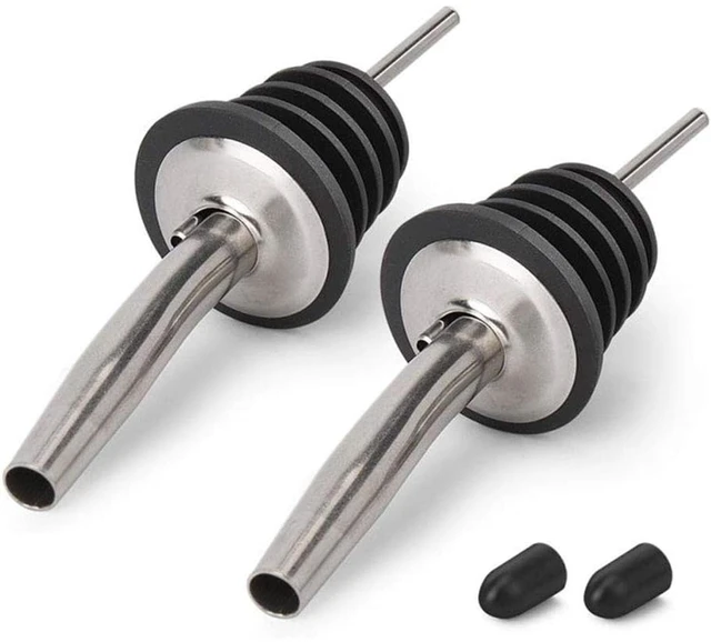 Main image of 2PCS Stainless Steel Pourers, Speed Liquor Bottle Pourer, Olive Oil and Vinegar Tapered Stopper Spout, Suitable for About 3/4" Bottle Mouth, Olive Oil Spout with Sealed Dust Caps