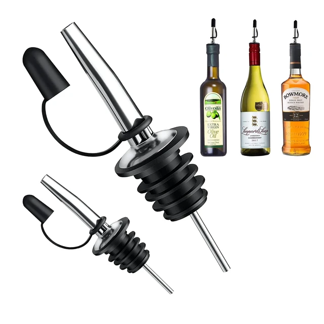 Alt view image 2 of 7 - 12 Pack Liquor Pour Spout With Dust Caps - Bottle Pourers for Alcohol, Olive Oil - Speed Pourers, Bar Bartender Accessories