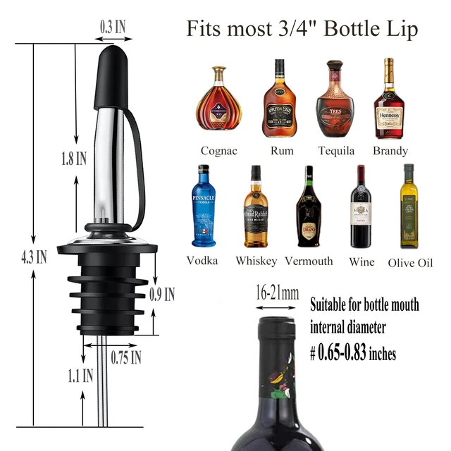Alt view image 4 of 7 - 12 Pack Liquor Pour Spout With Dust Caps - Bottle Pourers for Alcohol, Olive Oil - Speed Pourers, Bar Bartender Accessories