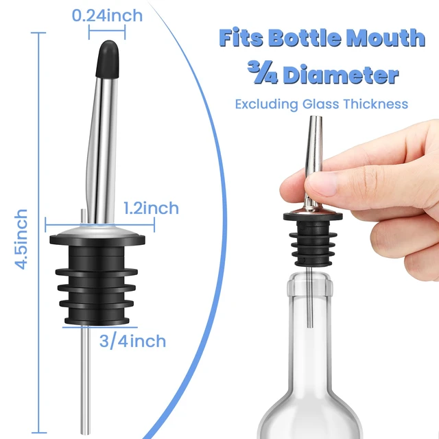 Alt view image 3 of 6 - 24 Pack Liquor Pour Spouts Set - Stainless Steel bottle spout and Liquor Pourers Dust Caps Covers