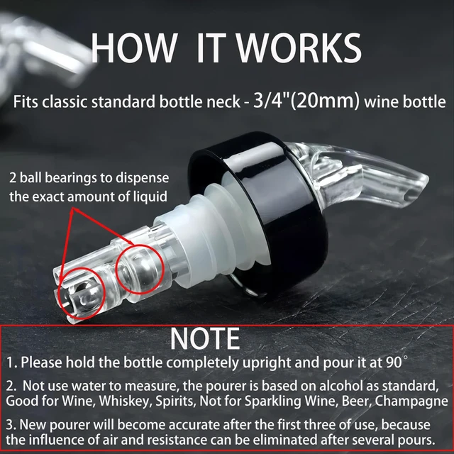 Alt view image 4 of 7 - 3 Pack Measured Liquor Pour Spout, Liquor Bottle Pourers, Measure Pour Spout for Liquor Bottles, Bottle Pourers for Alcohol, Shot Pourer Cocktail Liquor Dispenser Bar Bartending Tool -1oz/30ml