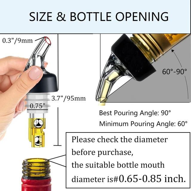Alt view image 5 of 7 - 3 Pack Measured Liquor Pour Spout, Liquor Bottle Pourers, Measure Pour Spout for Liquor Bottles, Bottle Pourers for Alcohol, Shot Pourer Cocktail Liquor Dispenser Bar Bartending Tool -1oz/30ml