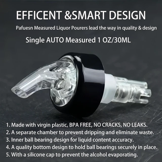 Alt view image 3 of 7 - 3 Pack Measured Liquor Pour Spout, Liquor Bottle Pourers, Measure Pour Spout for Liquor Bottles, Bottle Pourers for Alcohol, Shot Pourer Cocktail Liquor Dispenser Bar Bartending Tool -1oz/30ml