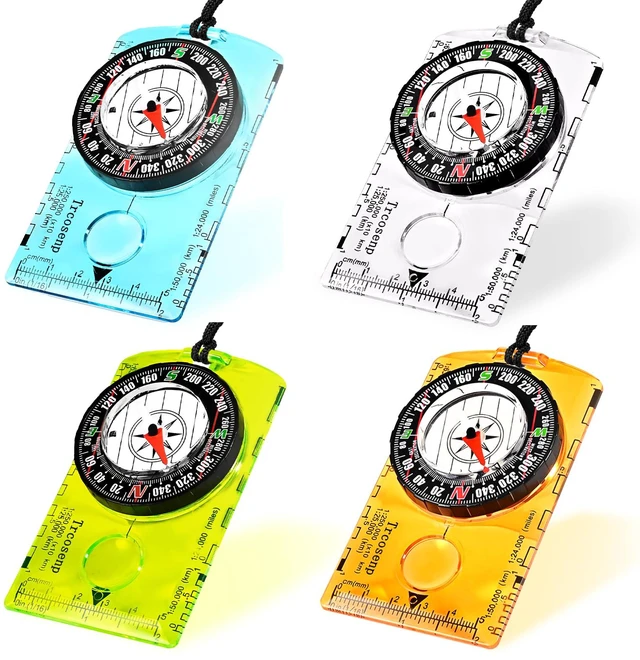 Main image of 4 Pack Multifunctional Orienteering Compass, Waterproof Adjustable Declination Compass with Magnifier & Ruler, Compass for Kids, Hiking Survival Navigation Tool for Map Reading, Camping & Backpacking