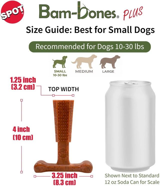 Alt view image 2 of 7 - Bam-Bones Plus T-Bone Dog Chew, Beef, 4in, 10-30 lb Heavy Chewers | Nylon & bamboo fiber; Moderate to heavy chewers; Dogs 10-30 lbs; Non-splintering; Textured dental nubs; Beef flavor