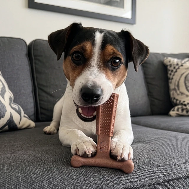 Alt view image 7 of 7 - Bam-Bones Plus T-Bone Dog Chew, Beef, 4in, 10-30 lb Heavy Chewers | Nylon & bamboo fiber; Moderate to heavy chewers; Dogs 10-30 lbs; Non-splintering; Textured dental nubs; Beef flavor