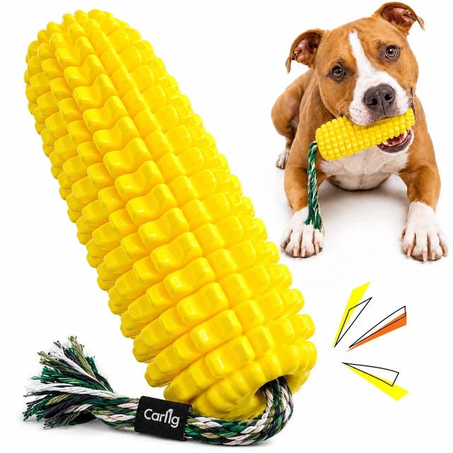 Main image of Dog Chew Toys for Aggressive Chewers, Indestructible Tough Dog Toys | Durable Squeaky Interactive Puppy Teeth Chew Corn Stick Toy for Small Medium Large Breed