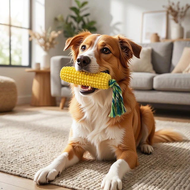 Alt view image 3 of 7 - Dog Chew Toys for Aggressive Chewers, Indestructible Tough Dog Toys | Durable Squeaky Interactive Puppy Teeth Chew Corn Stick Toy for Small Medium Large Breed