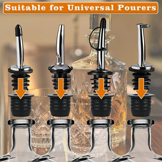 Alt view image 3 of 7 - 12 Pack Liquor Pour Spout Adapters, Pour Spouts for Large Neck Liquor Bottles, Liquor Bottle Pourers for Alcohol Olive Oil up to 1 inch/25 mm Neck