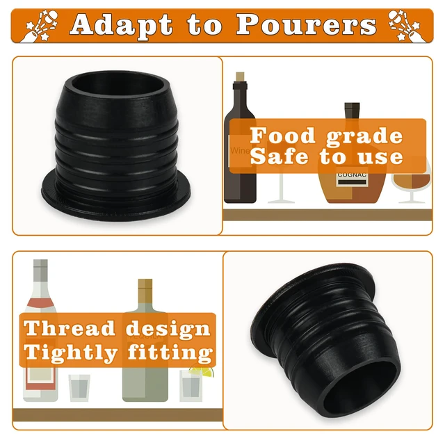 Alt view image 5 of 7 - 12 Pack Liquor Pour Spout Adapters, Pour Spouts for Large Neck Liquor Bottles, Liquor Bottle Pourers for Alcohol Olive Oil up to 1 inch/25 mm Neck