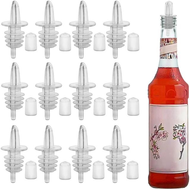Main image of 12PCS Plastic Bottle Pourers with Dust Caps for Oil (Clear)