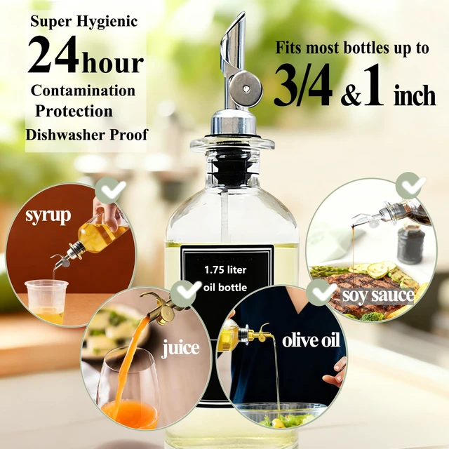 Alt view image 5 of 7 - 3 Pack Bottle Pour Spouts with Adapters, Olive Oil Pourer for Oil Dispenser Bottle, Easily Turn Your Oil Bottles into Dispensers for Liquor Oils Bottle Pourers, Sliver