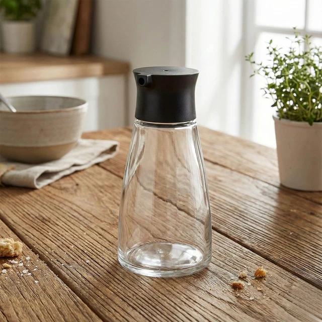 Alt view image 5 of 5 - 2-Piece Glass Soy Sauce Dispenser Set with Spout, 5.75 oz | Glass bottles with pour spouts for soy sauce, shoyu, vinegar, olive oil, kitchen and dining table use.