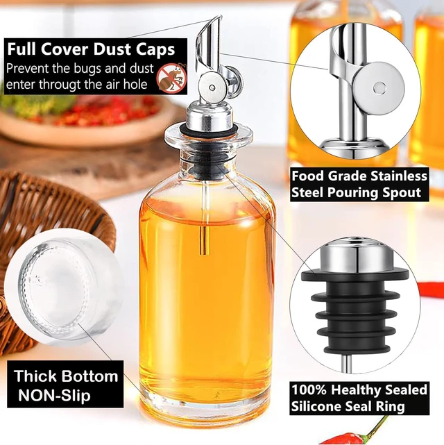 Alt view image 3 of 7 - 2 Pack Liquor Pour Spout, Auto Flip Olive Oil Dispenser Spout, Pour Spout for Liquor Bottles, Olive Oil Spout, Bottle Pourers for Alcohol Wine Syrup Home Bar Accessories Silver