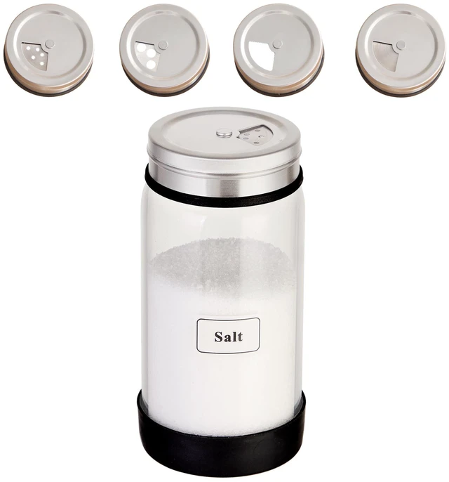 Main image of 8 oz Salt, Pepper Shaker, 3 Adjustable Rotating Outlet Holes | Glass Bottle, Spice Organization Containers for Kosher Salt, Sugar, Chili, Sesame, Coriander,1 Count