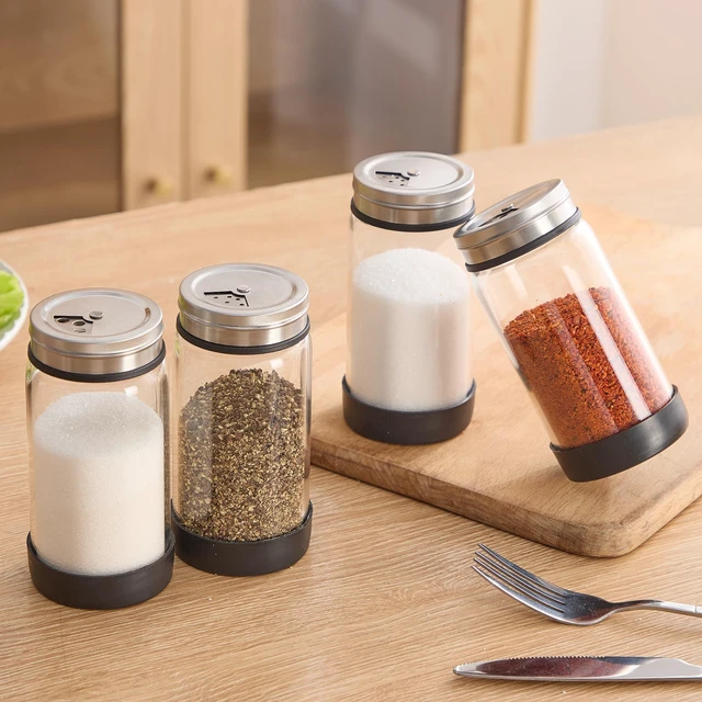 Alt view image 6 of 7 - 8 oz Salt, Pepper Shaker, 3 Adjustable Rotating Outlet Holes | Glass Bottle, Spice Organization Containers for Kosher Salt, Sugar, Chili, Sesame, Coriander,1 Count