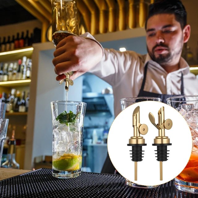 Alt view image 5 of 7 - 2 PCS Weighted Stainless Steel Bottle Pourers, Olive Oil Dispenser Spout, Self Closing Liquor Pour Spout, Weighted Pourer for Liquor Bottles, Oil Bottles, Vinegar, Syrup and Alcohol, Gold