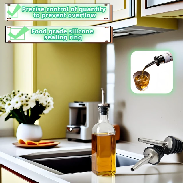 Alt view image 3 of 7 - 4PCS Premium Wine and Oil Pourer Set, 304 Stainless Steel Pour Spouts for Liquor & Oil - Reusable, Dishwasher Safe, Precision Flow Control, Leak-Proof Seal, Fit Most Wine & Whiskey Bottles (XS)