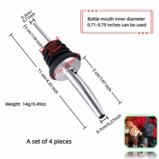 Alt view image 7 of 7 - 4PCS Premium Wine and Oil Pourer Set, 304 Stainless Steel Pour Spouts for Liquor & Oil - Reusable, Dishwasher Safe, Precision Flow Control, Leak-Proof Seal, Fit Most Wine & Whiskey Bottles (XS)
