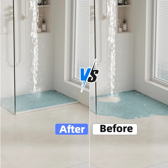 Alt view image 2 of 7 - 39 Inch Shower Threshold Water Dam Barrier,Transparent | Flexible Silicone Shower Door Bottom Seal for Water Stopper,Self Adhesive Water Blocker for Bathtub Countertop