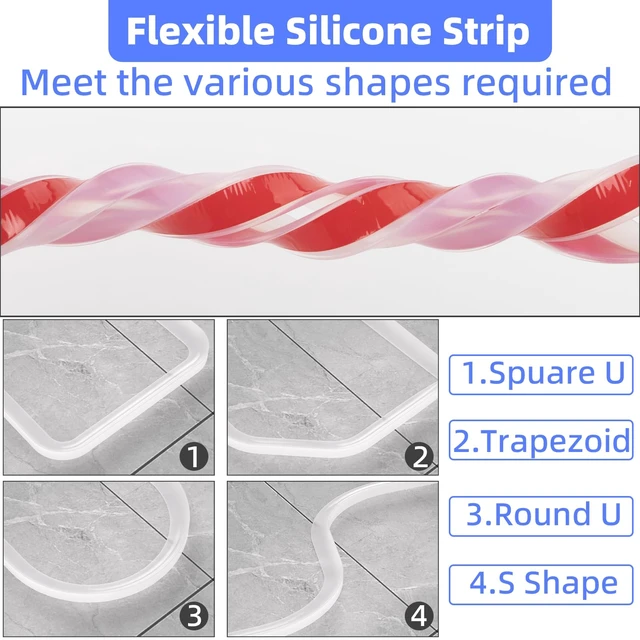 Alt view image 6 of 7 - 39 Inch Shower Threshold Water Dam Barrier,Transparent | Flexible Silicone Shower Door Bottom Seal for Water Stopper,Self Adhesive Water Blocker for Bathtub Countertop