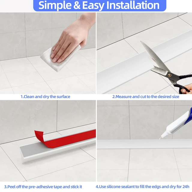 Alt view image 7 of 7 - 39 Inch Shower Threshold Water Dam Barrier,Transparent | Flexible Silicone Shower Door Bottom Seal for Water Stopper,Self Adhesive Water Blocker for Bathtub Countertop