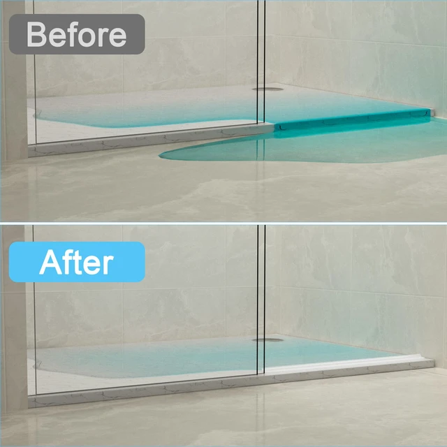 Alt view image 3 of 7 - Shower Threshold Water Dam Guard, Silicone Rubber Shower Door Bootom Seal Strip for Walk in Shower (39 Inch, Clear)