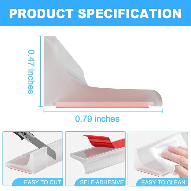 Alt view image 2 of 7 - Shower Threshold Water Dam Guard, Silicone Rubber Shower Door Bootom Seal Strip for Walk in Shower (39 Inch, Clear)