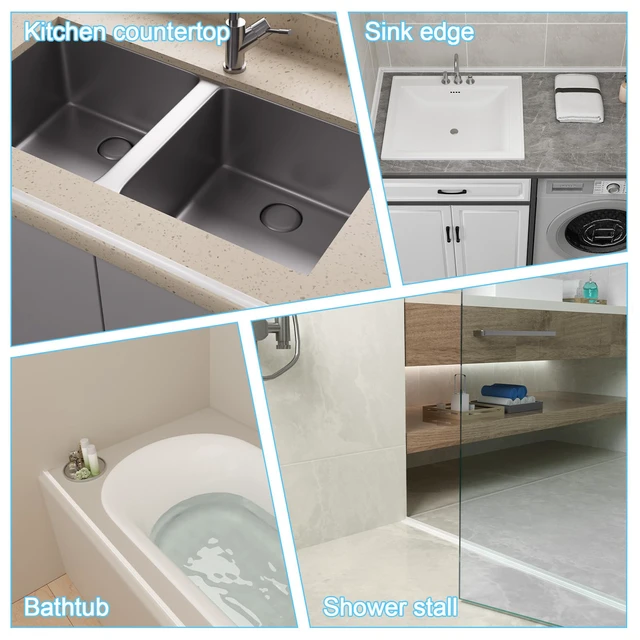 Alt view image 5 of 7 - Shower Threshold Water Dam Guard, Silicone Rubber Shower Door Bootom Seal Strip for Walk in Shower (39 Inch, Clear)