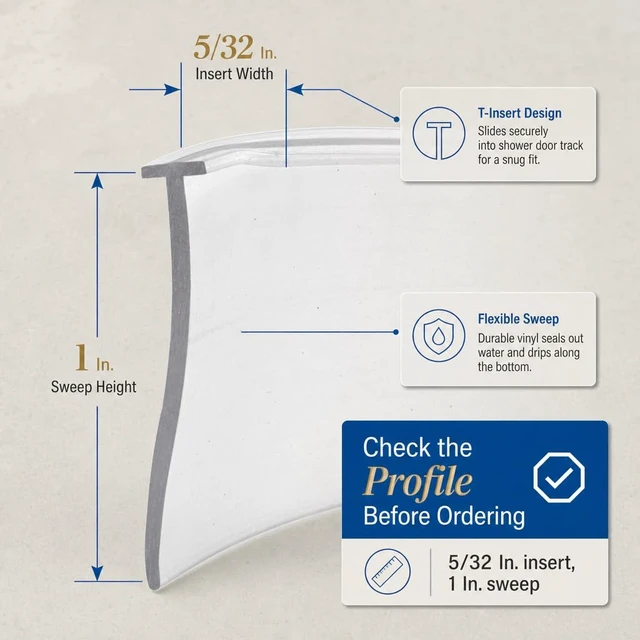 Alt view image 4 of 6 - Vinyl Shower Door Bottom Sweep, 36 x 1, Clear (Single Pack) | Clear, Single Pack