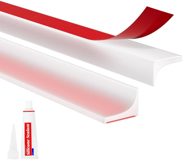 Main image of Shower Threshold Water Dam, Silicone Sealant Included, Collapsible Self-Adhesive Shower Barrier, Shower Door Bottom Seal Strip Shower Splash Guard for Bathroom (Transparent, Length: 39'')