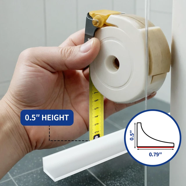 Alt view image 3 of 7 - Shower Threshold Water Dam, Silicone Sealant Included, Collapsible Self-Adhesive Shower Barrier, Shower Door Bottom Seal Strip Shower Splash Guard for Bathroom (Transparent, Length: 39'')