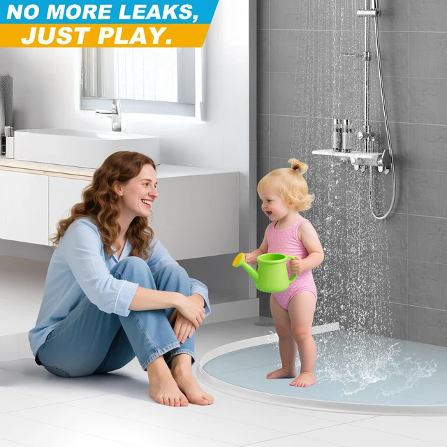 Alt view image 2 of 7 - 39Inch Shower Threshold Water Dam, Self-Adhesive Silicone Shower Barrier Water Stopper Shower Door Bottom Seal Strip Shower Splash Guard for Bathroom Kitchen Bathtub