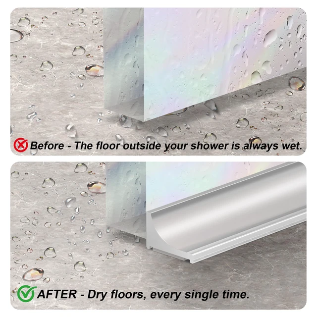 Alt view image 5 of 7 - 39Inch Shower Threshold Water Dam, Self-Adhesive Silicone Shower Barrier Water Stopper Shower Door Bottom Seal Strip Shower Splash Guard for Bathroom Kitchen Bathtub
