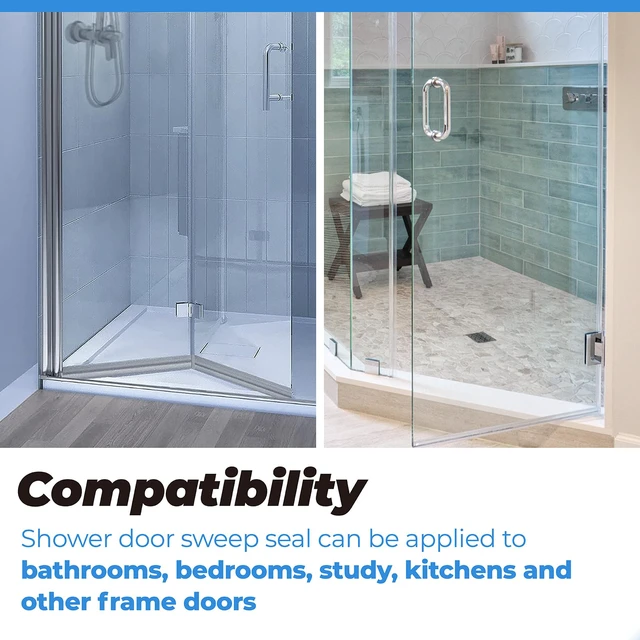 Alt view image 3 of 7 - Shower Door Bottom Seal Clear Vinyl Shower Door Drip Sweep | Fit for Framed Shower Doors Angled T Drip Sweep - 36" Framed Shower Doors Bottom Seal