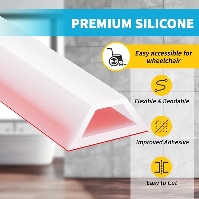 Alt view image 4 of 7 - Collapsible Shower Water Dam Self-Adhesive Silicone Water Stopper Barrier Keeps Water Inside Threshold Dry and Wet Separation Retention System Suitable for Bathroom (39 Inch, Transparent)