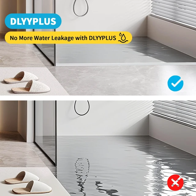 Alt view image 7 of 7 - Collapsible Shower Water Dam Self-Adhesive Silicone Water Stopper Barrier Keeps Water Inside Threshold Dry and Wet Separation Retention System Suitable for Bathroom (39 Inch, Transparent)