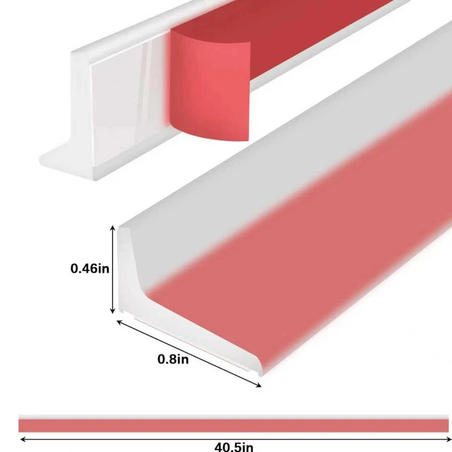 Alt view image 2 of 7 - 39Inch Shower Door Water Guard, Silicone Shower Threshold Water Dam | Glass Shower Door Seal Strip, Waterproof Bathroom Bottom Seal for Dry Wet Separation, Sink Barrier