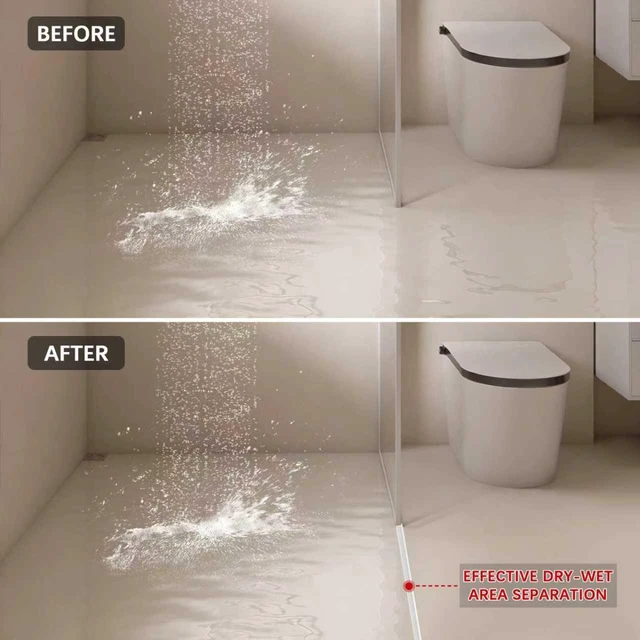 Alt view image 6 of 7 - 39Inch Shower Door Water Guard, Silicone Shower Threshold Water Dam | Glass Shower Door Seal Strip, Waterproof Bathroom Bottom Seal for Dry Wet Separation, Sink Barrier