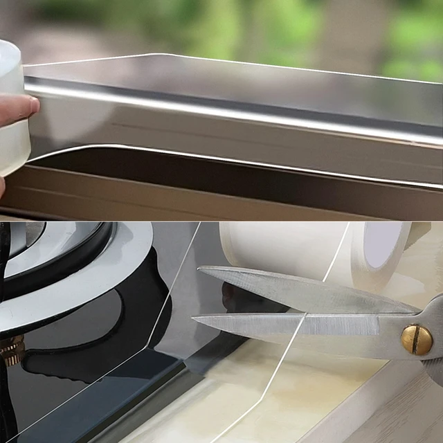 Alt view image 3 of 6 - Transparent Window Weather Sealing Tape, 2-Inch x 33ft, Clear Window Draft Isolation Sealing Film Tape for Door Draft Stopper Adhesive Tape, Doors Windows and Shower Glass Gaps (2IN x 33FT)