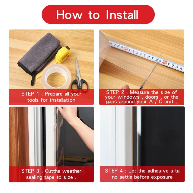 Alt view image 6 of 6 - Transparent Window Weather Sealing Tape, 2-Inch x 33ft, Clear Window Draft Isolation Sealing Film Tape for Door Draft Stopper Adhesive Tape, Doors Windows and Shower Glass Gaps (2IN x 33FT)