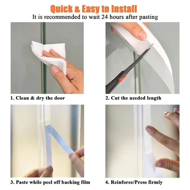 Alt view image 2 of 7 - Silicone Weather Stripping Door Seal, 35MM x 16.4FT, Transparent | Upgraded Door Draft Stopper, No Residue, Silicone Seal Strip, For Doors Windows Shower Glass Gap Sealing