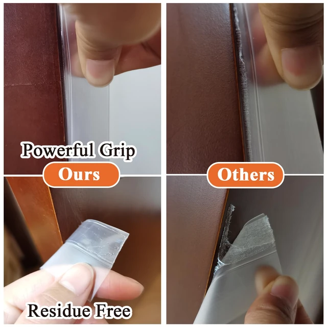 Alt view image 5 of 7 - Silicone Weather Stripping Door Seal, 35MM x 16.4FT, Transparent | Upgraded Door Draft Stopper, No Residue, Silicone Seal Strip, For Doors Windows Shower Glass Gap Sealing