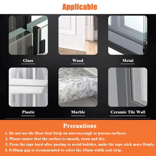 Alt view image 6 of 7 - Silicone Weather Stripping Door Seal, 35MM x 16.4FT, Transparent | Upgraded Door Draft Stopper, No Residue, Silicone Seal Strip, For Doors Windows Shower Glass Gap Sealing