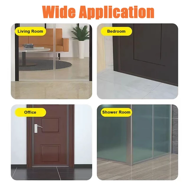 Alt view image 7 of 7 - Silicone Weather Stripping Door Seal, 35MM x 16.4FT, Transparent | Upgraded Door Draft Stopper, No Residue, Silicone Seal Strip, For Doors Windows Shower Glass Gap Sealing