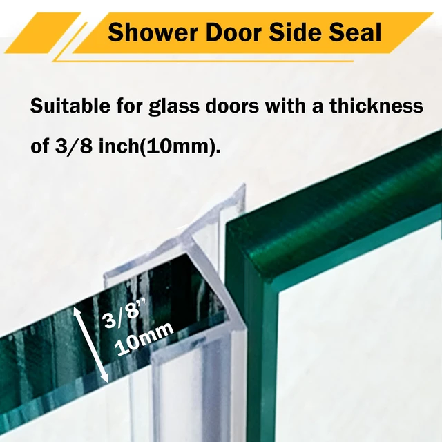 Alt view image 3 of 6 - 10 Feet Shower Door Side Seal Strip for 3/8" (10mm) Glass Frameless Door | Frameless Shower Door Side Silicone Seal Strip for Bathroom Showers Water Guard Sweep Barrier